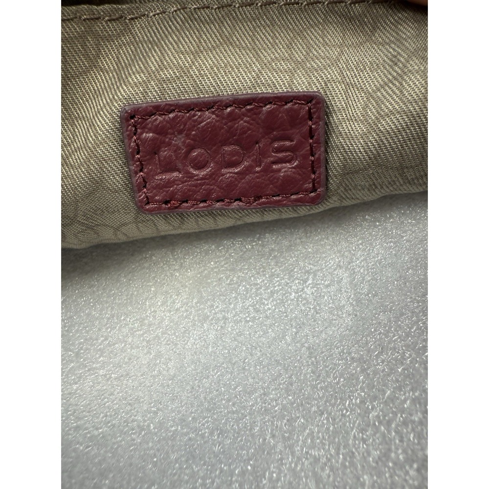 LODIS Emily Burgundy Pebbled Leather Convertible Shoulder Bag Wristlet or Clutch - Picture 7 of 10